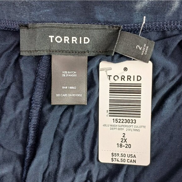 Torrid Crop Pull-On Wide Leg Super Soft High-Rise Stretchy Waist Culotte Pants - Picture 8 of 9